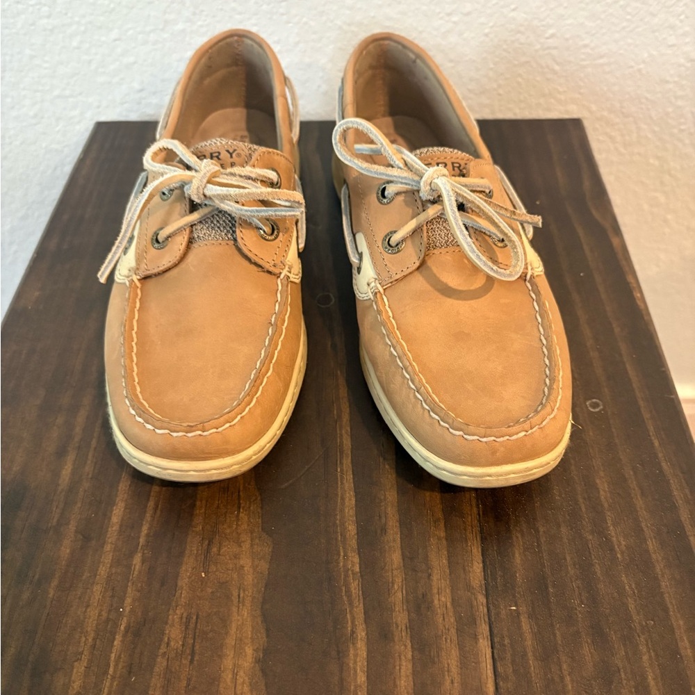 Womans Sperry Top Sider Tan Boat Shoes